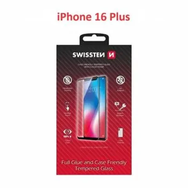SWISSTEN FULL FLUE COLOR FRAME CASE FRIENDLY ochranné sklo pro Apple iPhone 16 Plus černá (54501865)