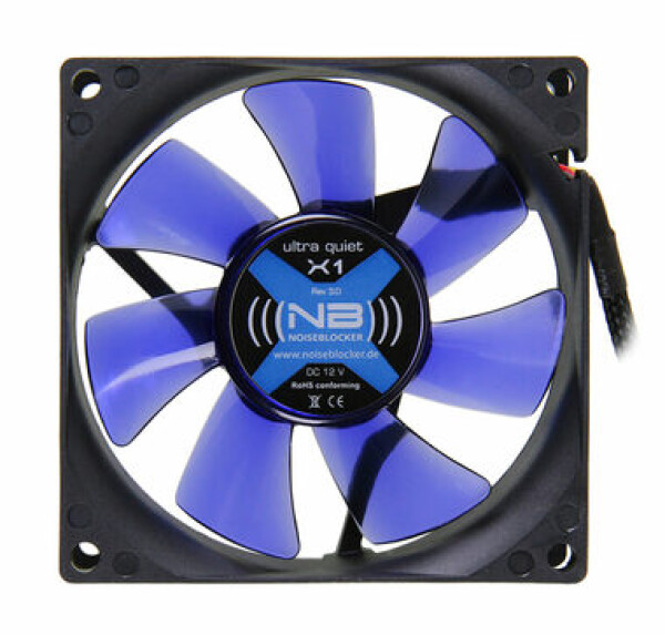 Noiseblocker BlackSilent Fan X1 modrá / 80mm / 10 dB @ 1300 RPM / 15.3 CFM / 3-pin (ITR-X-1)