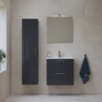 Koupelnová sestava s umyvadlem 60 cm včetně umyvadlové baterie, vtoku a sifonu VitrA Mia antracit KSETMIA60A KSETMIA60A