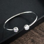 Pevný bangles náramek Iva Gold - ocel, zirkon, Zlatá
