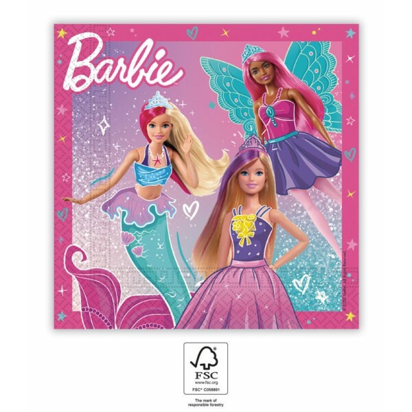 Barbie ubrousky 20 ks 33 cm x 33 cm Barbie ubrousky 20 ks 33 cm x 33 cm