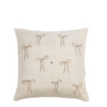 Bastion Collections Lněný povlak na polštář s výšivkou Bows 50 × 50 cm, přírodní barva, textil