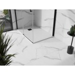 MEXEN/S - Stone+ obdélníková sprchová vanička 130 x 90, bílá, mřížka černá 44109013-B