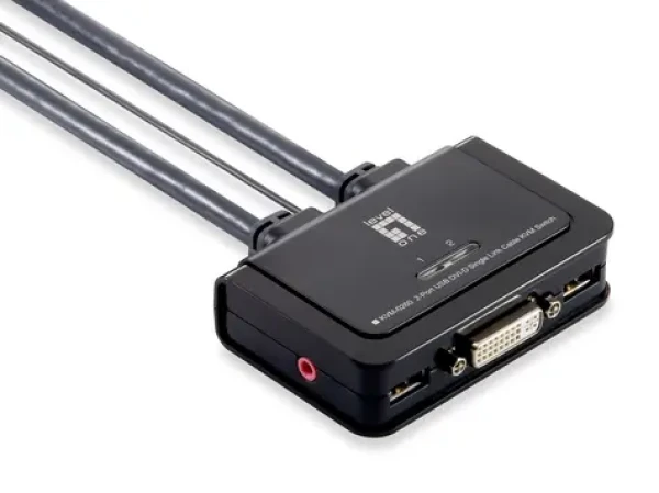 LevelOne KVM-0260 černá / KVM switch / 2 porty / USB / DVI-I / 1920x1200 (KVM-0260)