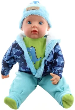 ORION Panenka miminko kluk 50 cm modrý zimní obleček
