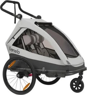 LIONELO Kočárek sportovní a přívěs za kolo Cama Grey Stone / 2v1 / nosnost 44 kg / šířka 80 cm / SIQ odpružení (LO-CAMA GREY STONE)