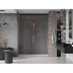MEXEN/S - Velar Duo posuvné sprchové dveře 180, transparent, měď kartáčovaná 871-180-000-02-65