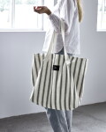 House Doctor Velká plátěná nákupní taška Off-white/Black, černá barva, textil