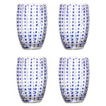 Bloomingville Skleničky Brinley Blue 350 ml – set 4 ks, modrá barva, sklo