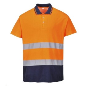 Portwest Polokošile Polo Comfort S174 reflexní krátký rukáv oranžová/tmavé modrá