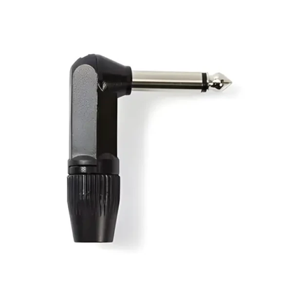 Nedis Konektor jack 6.35 mm úhlový zástrčka černá / Konektor / Pájecí / Poniklovaný / Hliník (COTP23902BK)