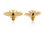 ELENYS Bee Sparkly – pozlacené náušnice 18K žluté zlato