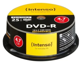 Intenso DVD-R 16x Printable / Optické médium / 4,7 GB / Cake box 25 ks (4801154)
