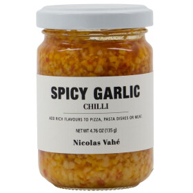 Nicolas Vahé Pikantní mletý česnek v chilli oleji 135 g, žlutá barva, sklo, kov