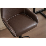 Židle barová, potah hnědá látka v dekoru vintage kůže, chromová podnož