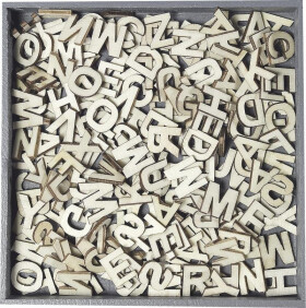 HEYDA Sada dřevěných dekorací v krabičce - písmena