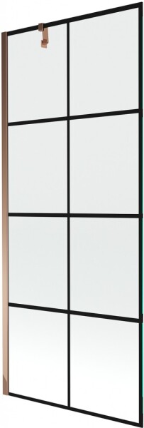 MEXEN/S - Next vanová zástěna FIX 80x150, černý dekor, růžové zlato 895-080-000-00-77-60