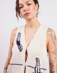 Thinking MU Swimmers Ecru Robbie Knitted Vest ECRU M