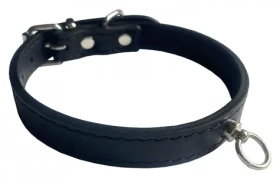 Huhubamboo Exclusive obojek černý M / Obojek pro psy / 16 mm x 26-32 cm / Hovězí kůže (355503)