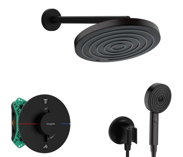 HANSGROHE - Sprchový set s termostatem pod omítku, s tělesem, průměr 26 cm, 3 proudy, matná černá SANI21HHH402
