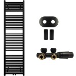 CERANO Koupelnový radiátorový set Lincoln - ústřední vytápění - středové připojení 50 mm - 559W - černá matná - 1800x500 mm