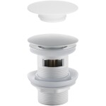 CERANO Umyvadlová výpusť - 5/4“ click-clack s přepadem + kryt z litého mramoru - 25/60mm - bílá matná