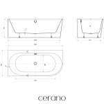 CERANO - Vana akrylátová Simone - volně stojící - asymetrická - levá - bílá lesklá - 150x75x58 CER-222111