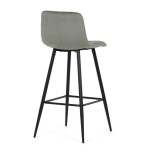 Židle barová, zelená látka, čtyřnohá kovová podnož, černý mat