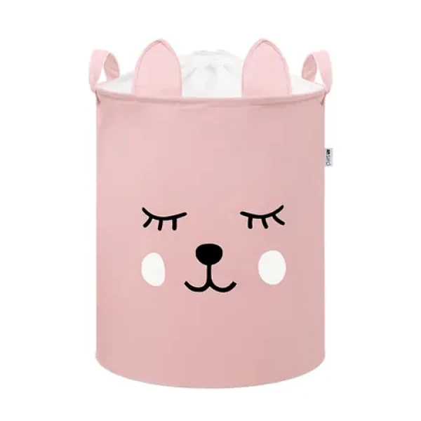 Sipo Koš na hračky se šňůrkou, skládací bavlněný / 43 l, Teddy Bear Pink (SPBT035)