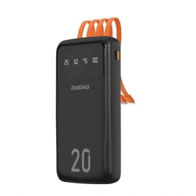 Dudao K6 Pro+ 20000mAh černá / Powerbanka / 4x vestavěné kabely / USB-C / micro USB / Lightning / USB-A (200408)