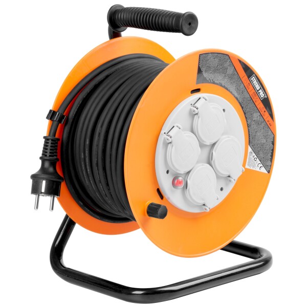 STREND PRO 213277 Prodlužovací kabel na bubnu venkovní, 30m, 4 zás., 3x1,5mm, černý, IP44