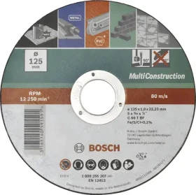 Bosch Řezný kotouč O 125 mm / Řezný kotouč / 22,23 mm / Šířka řezu 1,0 mm / Rovný (2609256307)