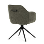 Židle jídelní a konferenční, zelená látka, černé kovové nohy, otočný mechanismus