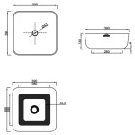 INVENA - Umyvadlo na desku MALAGA TREND 39 cm, čtvercové CE-39-001-C