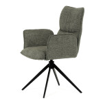 Židle jídelní, zelená látka, 360° vratný mechanismus, černý kov