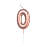 Svíčka dortová rose gold 5 cm číslo 0 - Albi