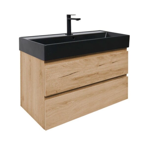 Koupelnová skříňka 2 zásuvková s umyvadlem SAT B-Way 99x50x45 cm dub mat BWAY2100OAKU2B2B BWAY2100OAKU2B2B
