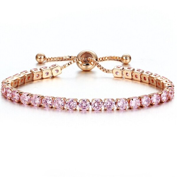 Náramek Swarovski Elements Cianoti Rose Gold, Růžová 14 cm + 9 cm (prodloužení)