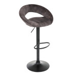 Židle barová, hnědá sametová látka, černá podnož