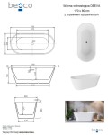 BESCO - Volně stojící vana DEEVA bílá - Barva - Bílá, Barva sifonu - Grafitová, Rozměr vany - 170 × 80 VANDEEVA170G