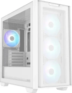ASUS A21 PLUS bílá / Micro-ATX / 2x USB-A 3.2 / 4x 120mm / bez zdroje / průhledná bočnice (90DC00H3-B19000)