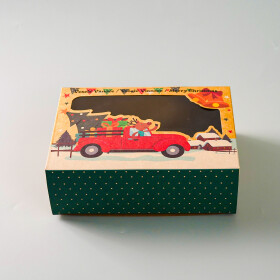 Cake star Vánoční krabice "auto" 21x15x7cm