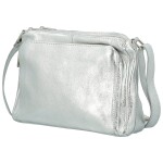 Stylová dámská kožená crossbody Robertina, stříbrná