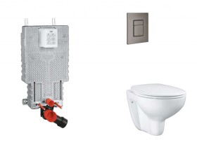 GROHE - Uniset Set předstěnové instalace, klozetu, sedátka SoftClose a tlačítka Skate Cosmopolitan, kartáčovaný Hard Graphite SANI15BB5102