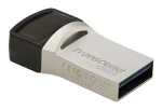 Transcend JetFlash 890S 128GB stříbrná / Flash disk / USB 3.2 Gen 1 / USB-C + USB-A / OTG (TS128GJF890S)
