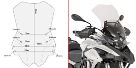 D8703St plexi čiré Benelli Trk 502 (17-25)/ Trk 502 X (18-25), vxš520x380 mm