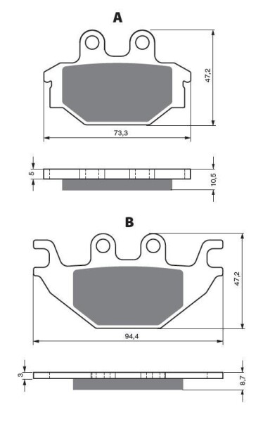 DP Brakes Zadní brzdové destičky na TGB Blade 425