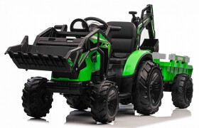 Mamido Dětský elektrický traktor bagr s přívěsem Strong RC EVA kola 12V10Ah zelený