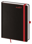 Týdenní diář 2027 Helma B6 Black Red s poutkem