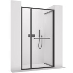 CERANO - Sprchové posuvné dveře Versaro L/P - 6 mm - černá matná, transparentní sklo - 150x195 - zasouvací CER-8050BD80335